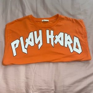 orange graphic cropped tee
